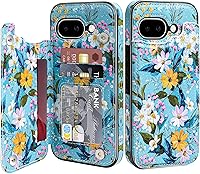 Vista 24 de Bizzib para Google Pixel 6A Funda de cuero tipo cartera con tarjetero, cubierta tipo libro con pata de pie, cierre magnético, funda protectora a