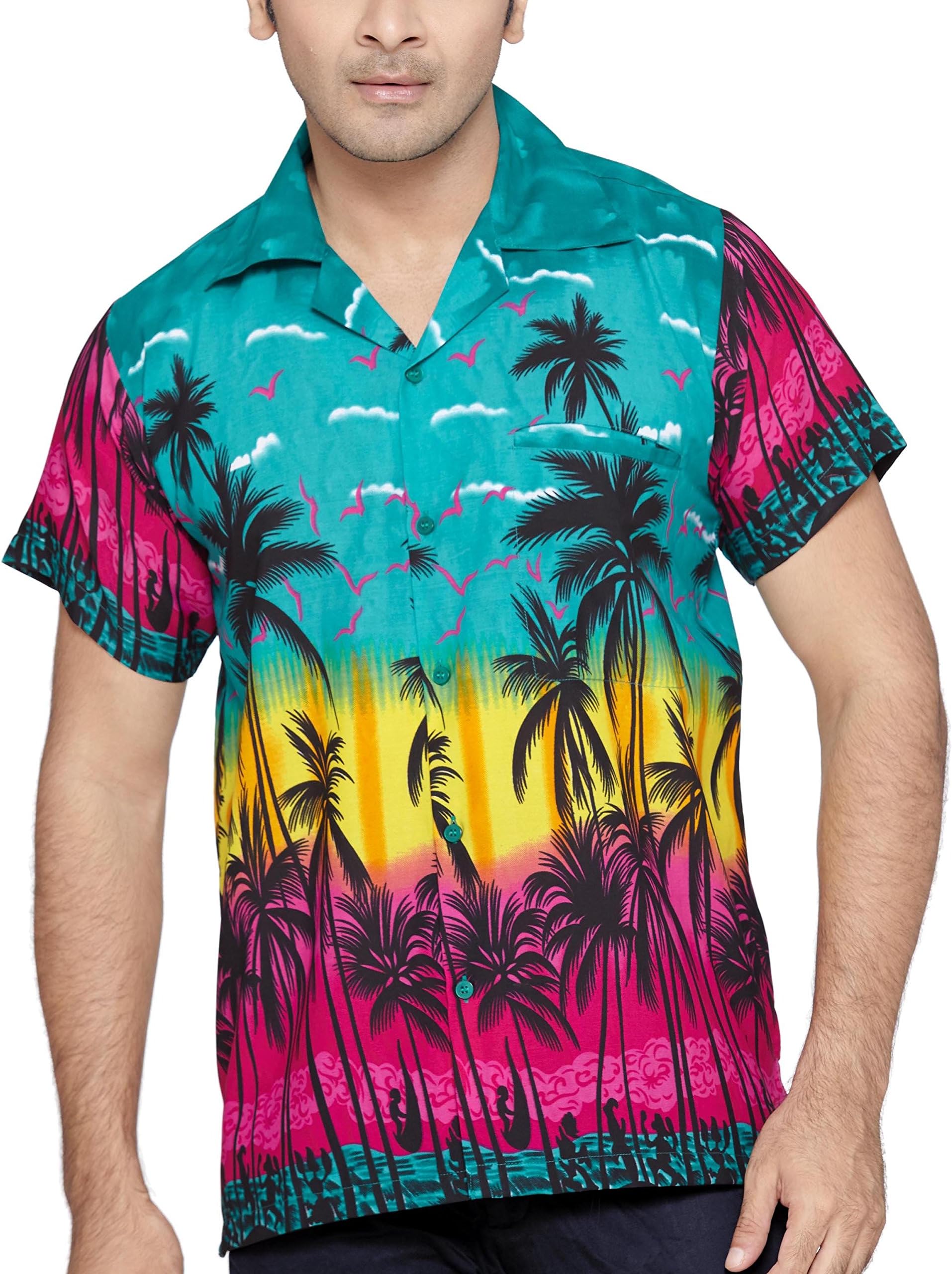 SWEET NECTAR Men's Regular Fit Classic Short Sleeve Casual Floral Hawaiian Shirt S