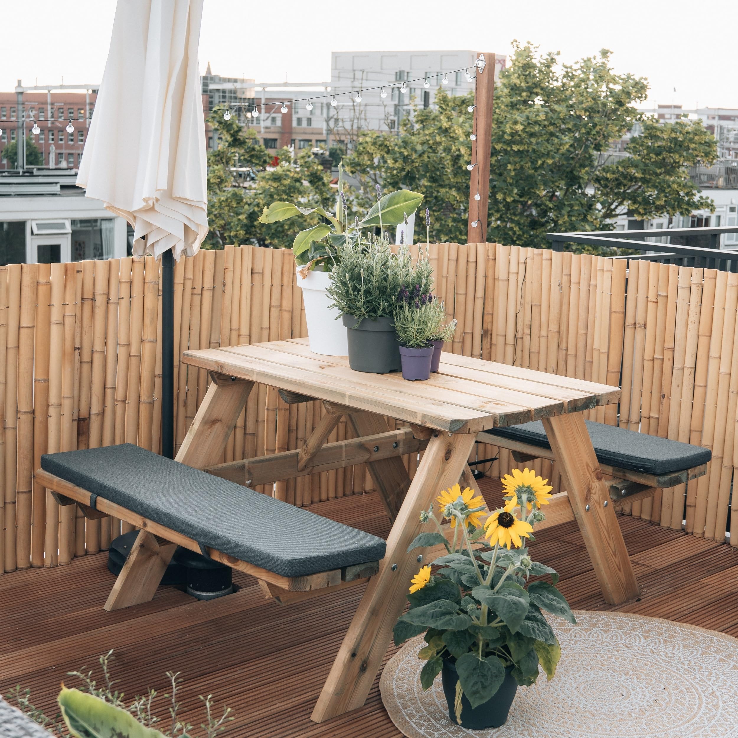 DE-COmmerce Brise-vue en bambou BARU, clôture en demi-coquilles, clôture de jardin, pare-vent, clôture, tapis en bambou NATURE (HxL) 150 cm x 180 cm