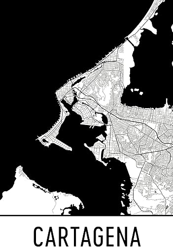Impresión de Cartagena, arte de Cartagena, mapa de Cartagena, Cartagena Colombia, póster de Cartagena, arte de pared de Cartagena, impresión