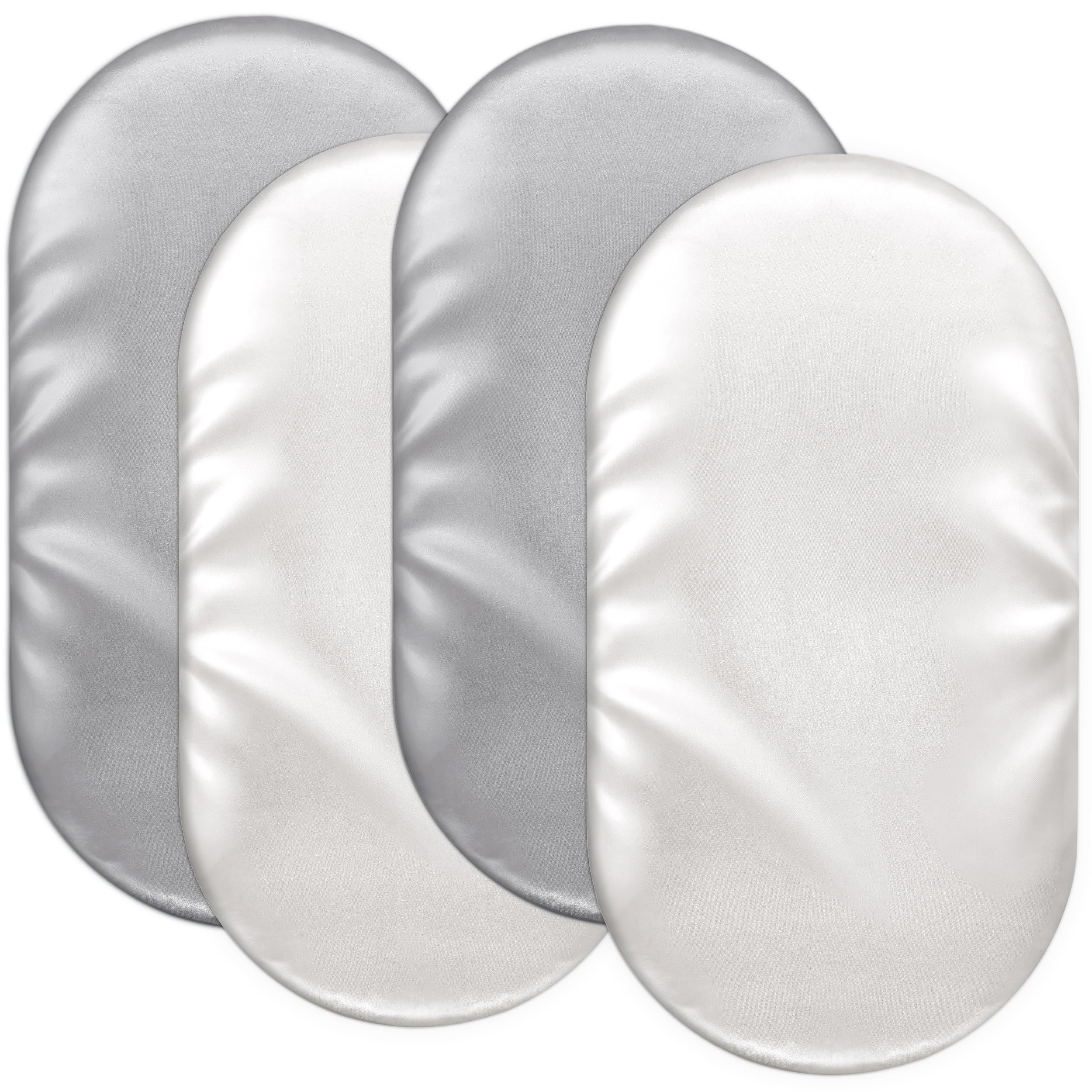 Baby Bassinet Sheets for Baby Boy Girls,4-Pack Fitted Bassinet Sheets Set Compatible with Halo Bassinest Swivel Sleeper,Baby Delight,Angelbliss,32"X16" (White &amp; Gray)
