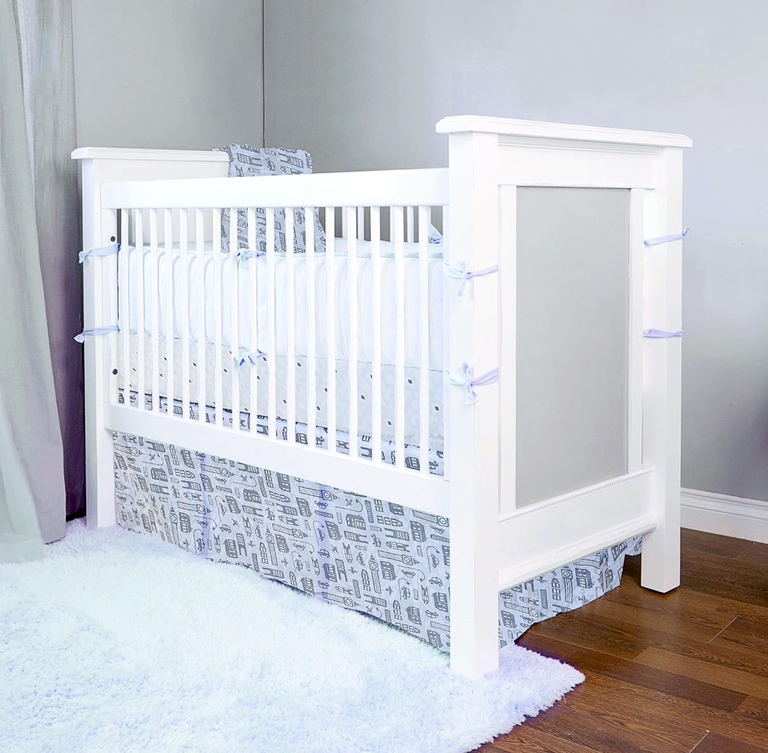 Kushies Crib Sheet Percale, Blue Squares