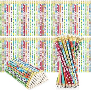 Tenceur 160 Pcs Inspirational Testing Pencil Wooden Colorful Cute Fun Motivational Pencil with Eraser Positive Pencils with Inspiring Words Sayings for Back to School First Day of School Gifts