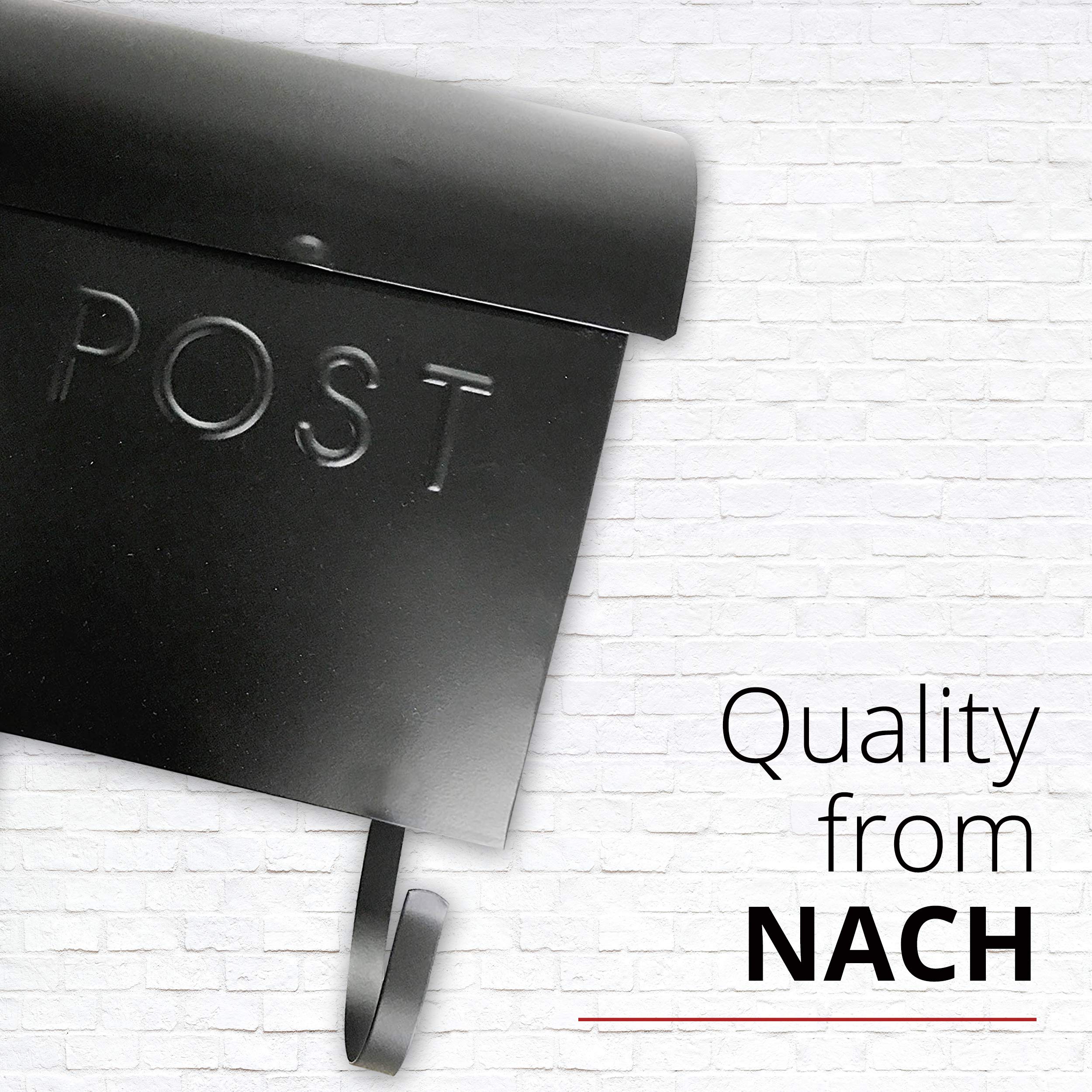 NACH Euro Wall Mount Mailbox with Detachable Newspaper Holder, Rustic Mailboxes for Outside, Powder Coated Finish Metal Mailbox, 12 x 11.2 x 4.5 Inch, Black, MB-44765