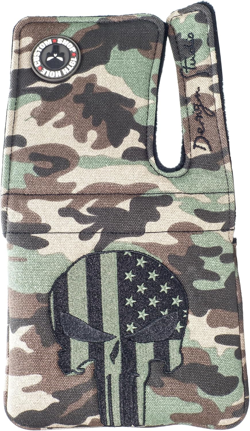 US Flag Punisher Skull Golf High-MOI Mallet Putter Head Cover, Right Hand, Camouflage Canvas