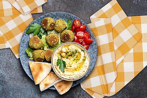 Servilletas de tela a cuadros de guingán, 18 x 18 pulgadas, color blanco mostaza, servilletas de boda, servilletas de cóctel, servilletas de tela,