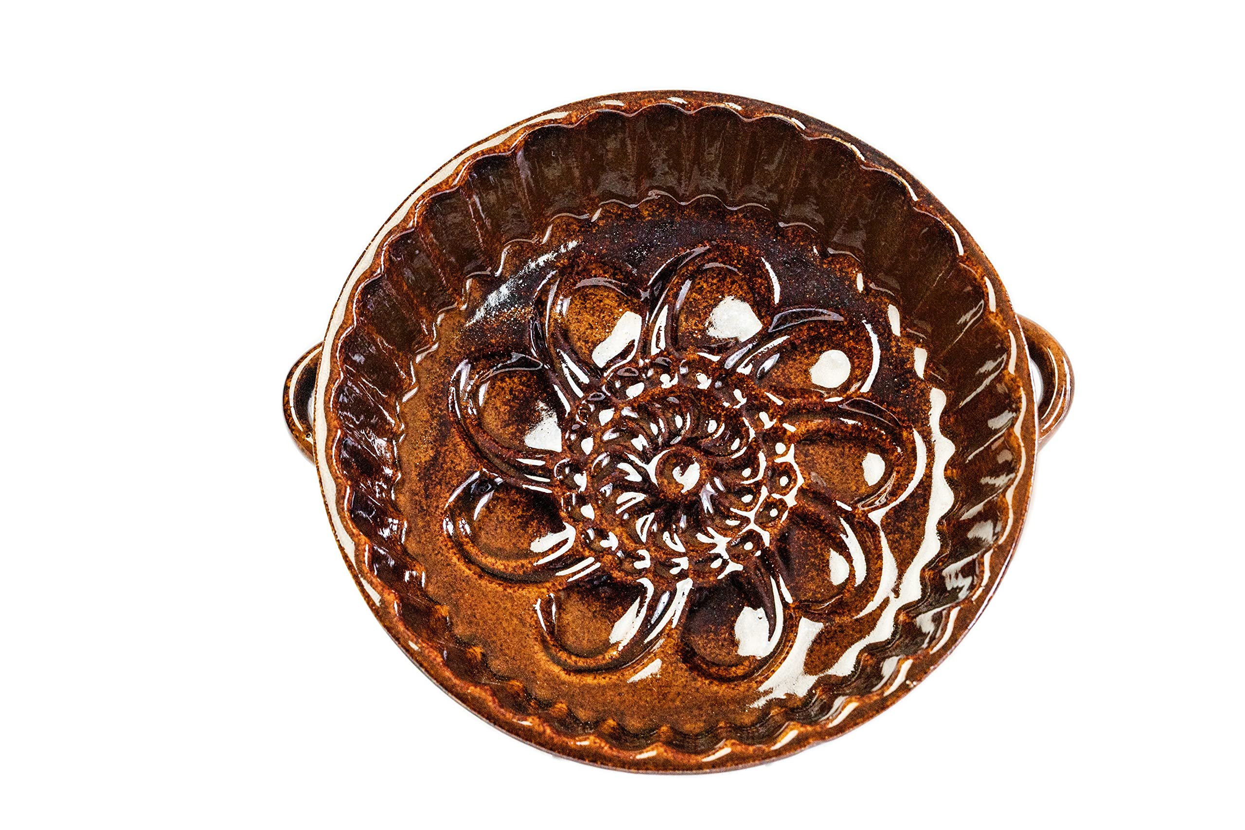 Moule à gâteau en céramique avec fleurs - 1,25 l - 24 x 9 cm - Anti-fuite - Couleur : marron
