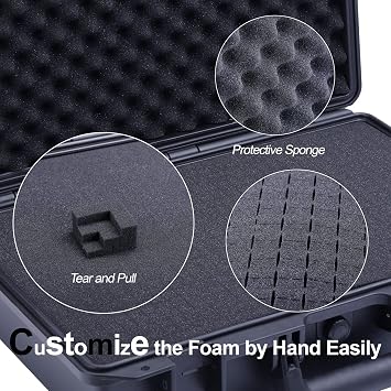 Lykus HC-3810 Waterproof Hard Case with Customizable Foam Insert, Interior Size 14.96x11.02x5.3 in, Suitable for camera,lens,drone,mic,flashlight,telescope,action cam,electronics,tools,and more
