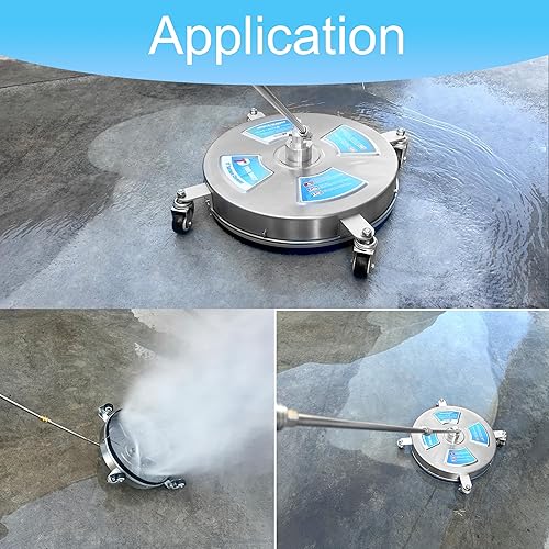 Miniatura 9 de Tool Daily Limpiador de superficie de lavadora a presión de 14 pulgadas, accesorio de lavadora de acero inoxidable con 4 ruedas, 2 varillas de