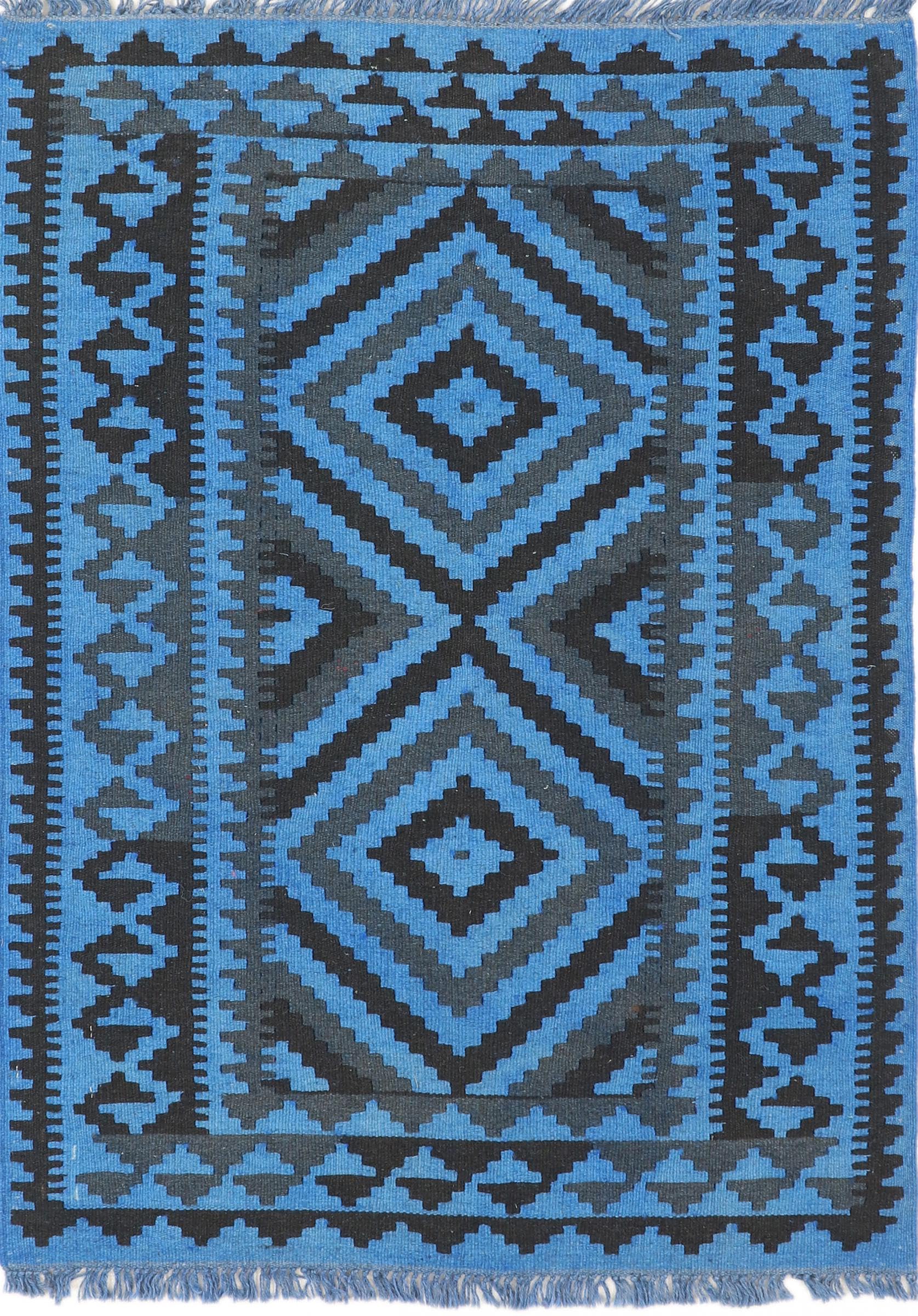 Tapis laine kilim afghan chromatic fait main petit tapis d'Orient 91x122