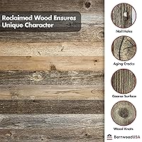 Vista 4 de BarnwoodUSA Tablas de madera recuperada real - Paneles de encaje fácil con clavos para paneles de pared de madera rústica