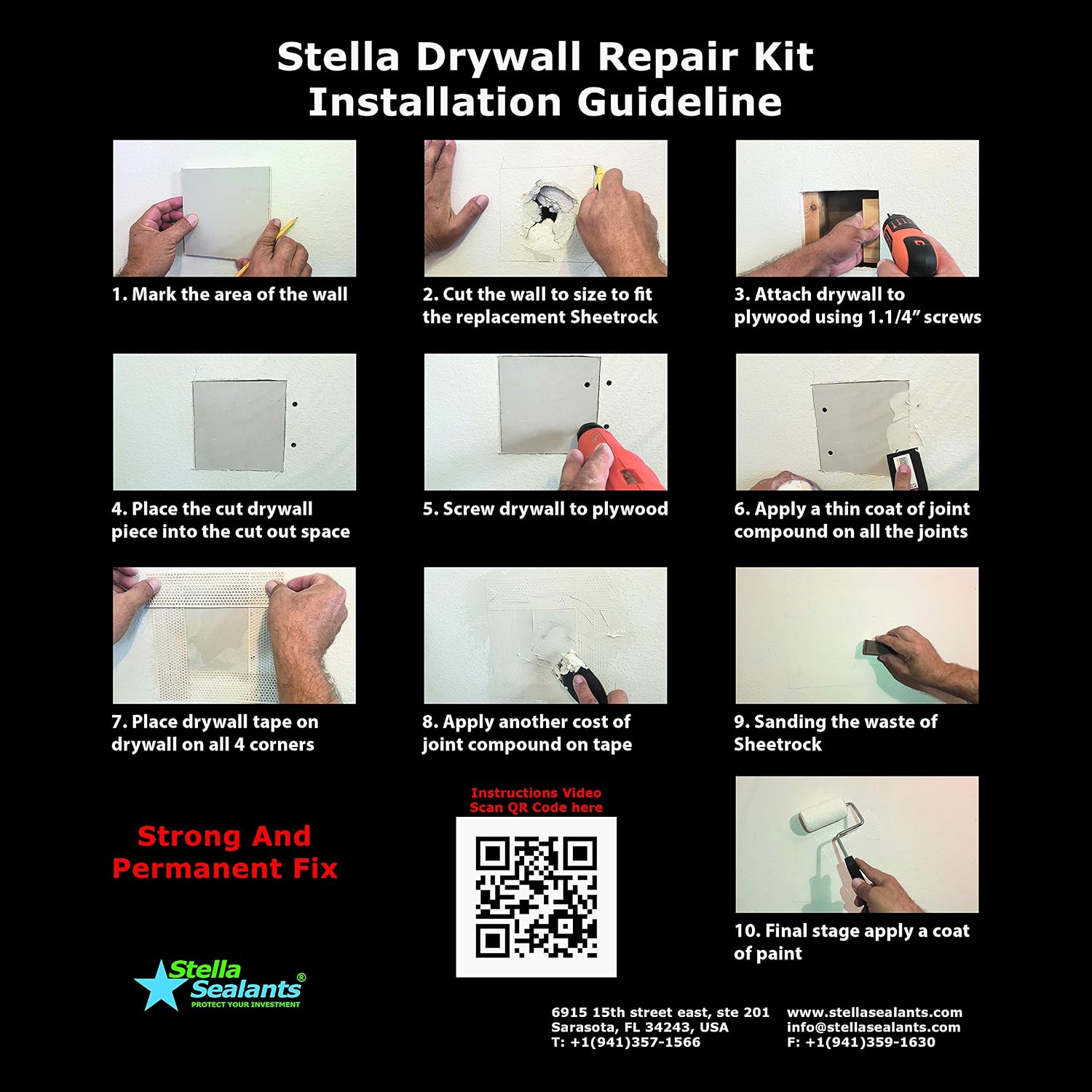 Drywall Repair Kit Pro (16"x16"x1/2") by Stella Sealants