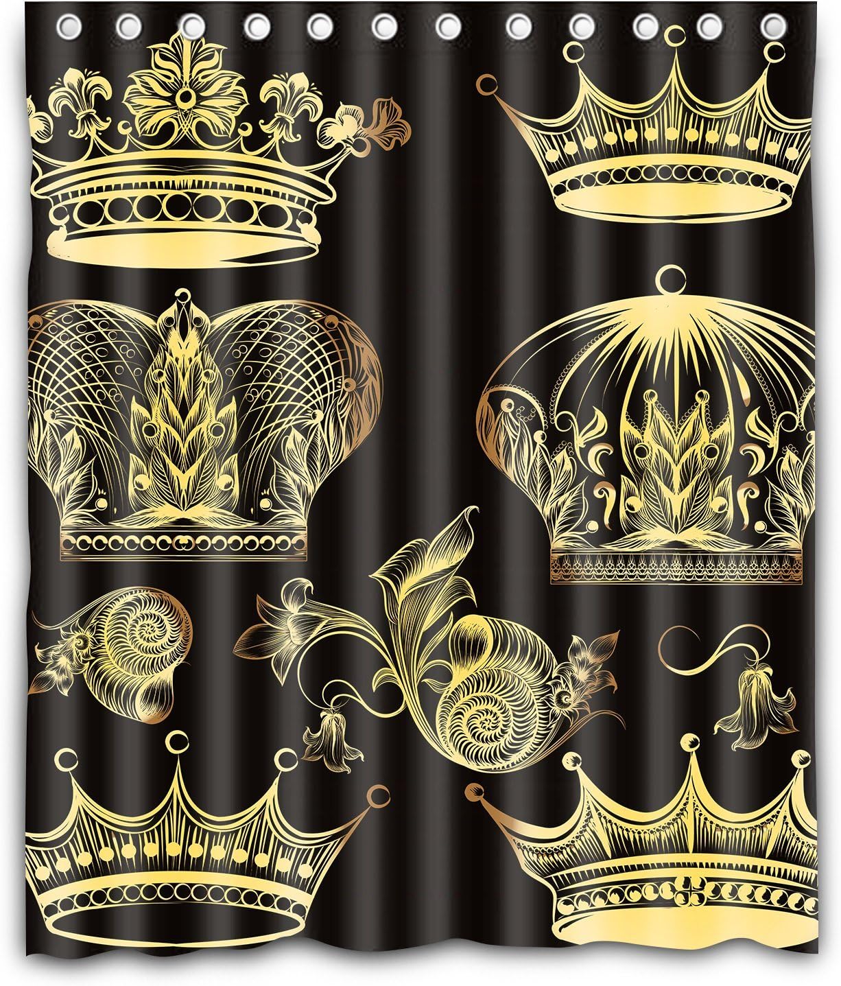 NLBH Designs Collection of heraldic golden crowns Window Curtains/drape/panels/treatment Polyester Fabric Bedroom