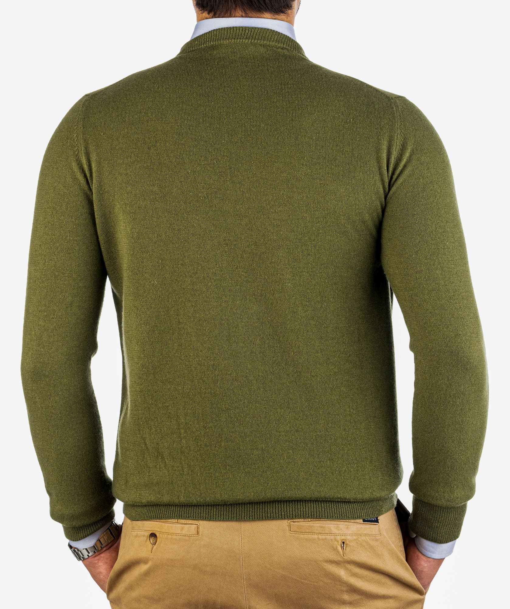 Suéter de Cuello Redondo para Hombre, Jersey de Invierno de Manga Larga, Cálido, Compuesto por 5% Cachemira, 25% Lana, 30% Viscosa y 40% Poliamida