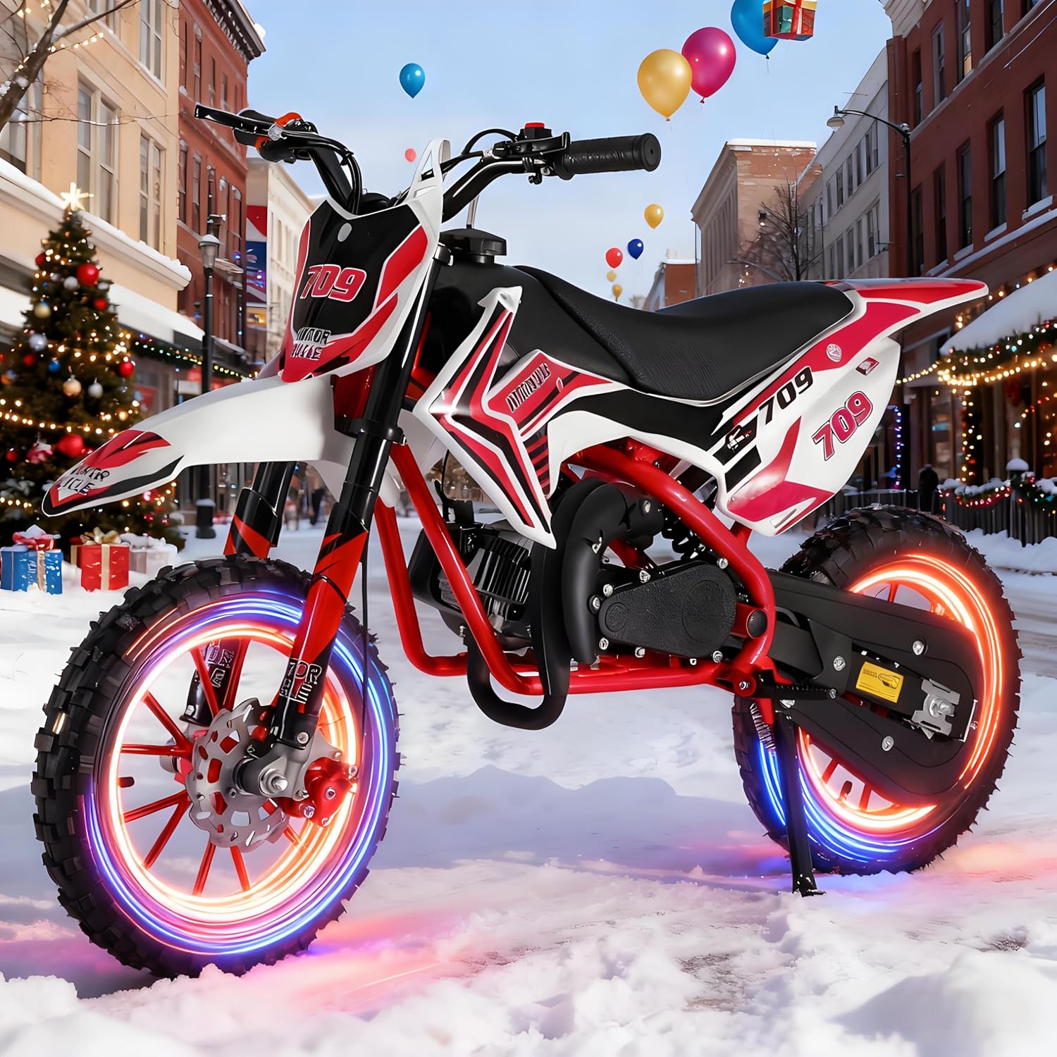 Kids Dirt Bike-50cc Dirt Bike for Kids & Adluts with 2-Stroke, Gas Power Motocross Witg Speeds up to 30MPH, Off Road Mini Motorcycle with Front Rear Disc Brakes (Red) Red