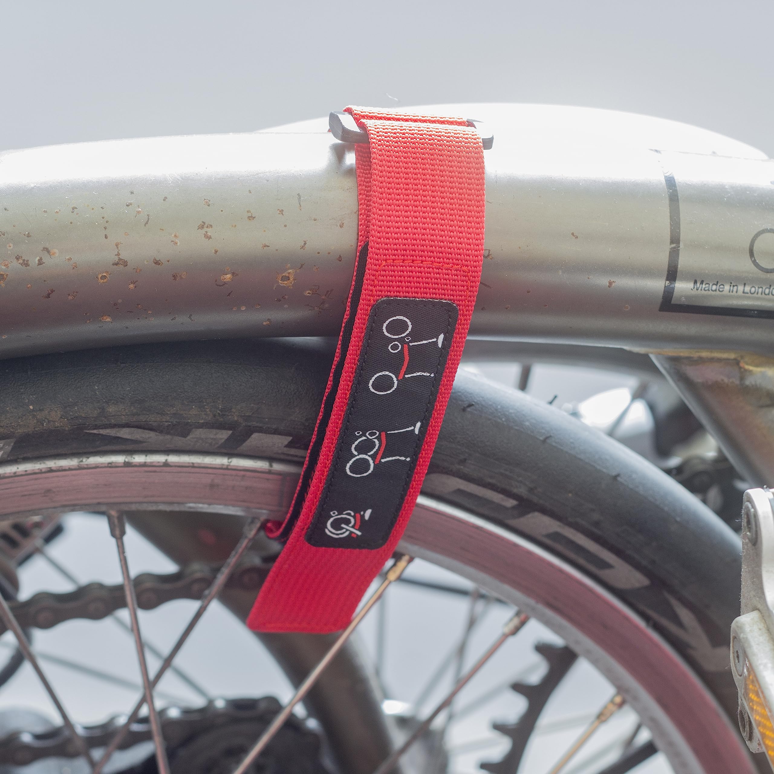 London Craftwork Velcro Holding Strap for Brompton Folding Bike Frame 2023 Design (Red)