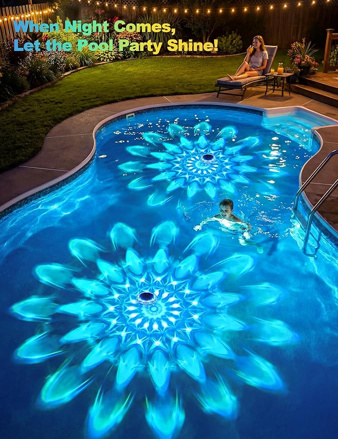 Luces Solares para Piscina APONUO, 2 Pack, 9 Colores, Control Remoto miniatura 7