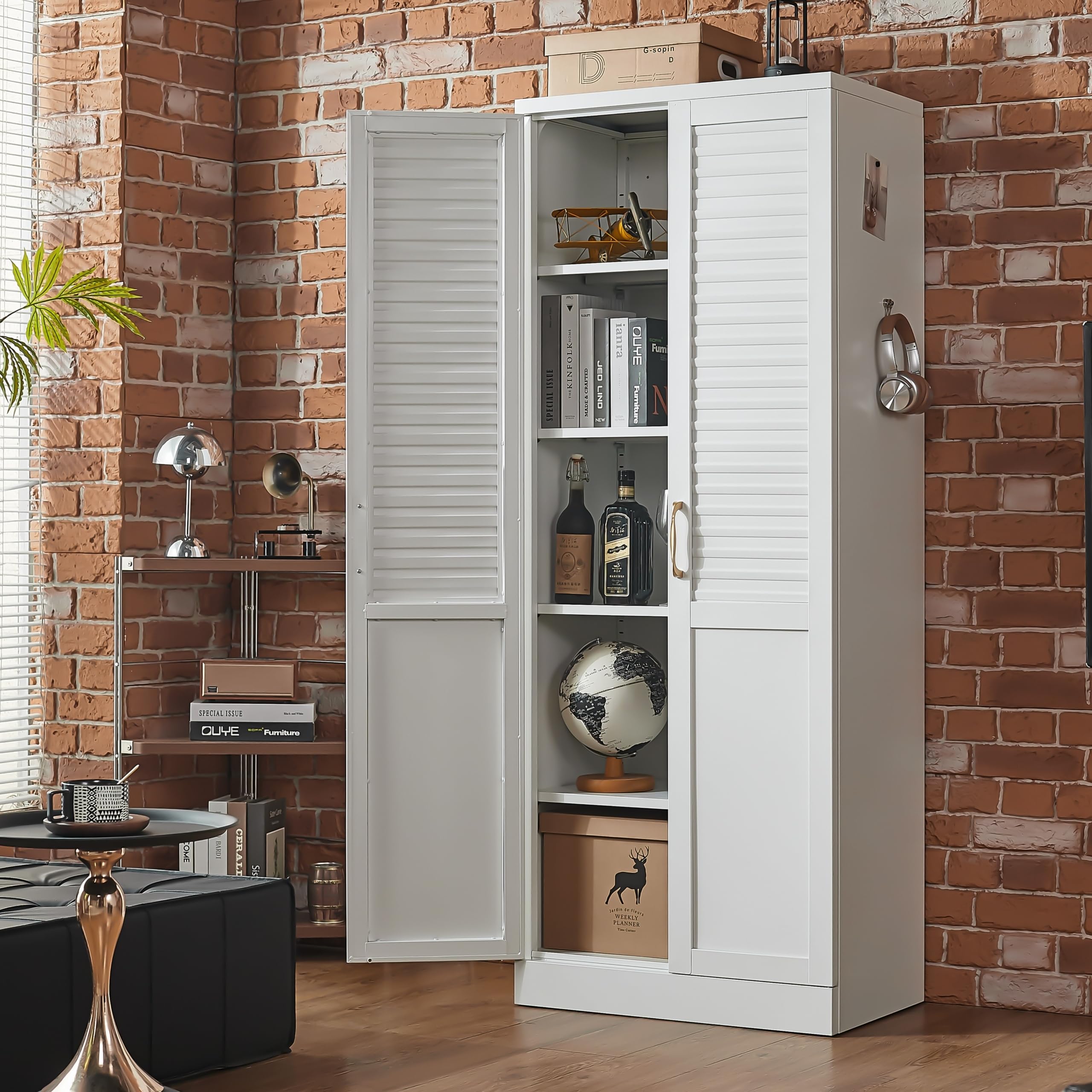 71" Tall Modern Metal Pantry Cabinet with Adjustable Shelves, Freestanding Steel Storage for Kitchen