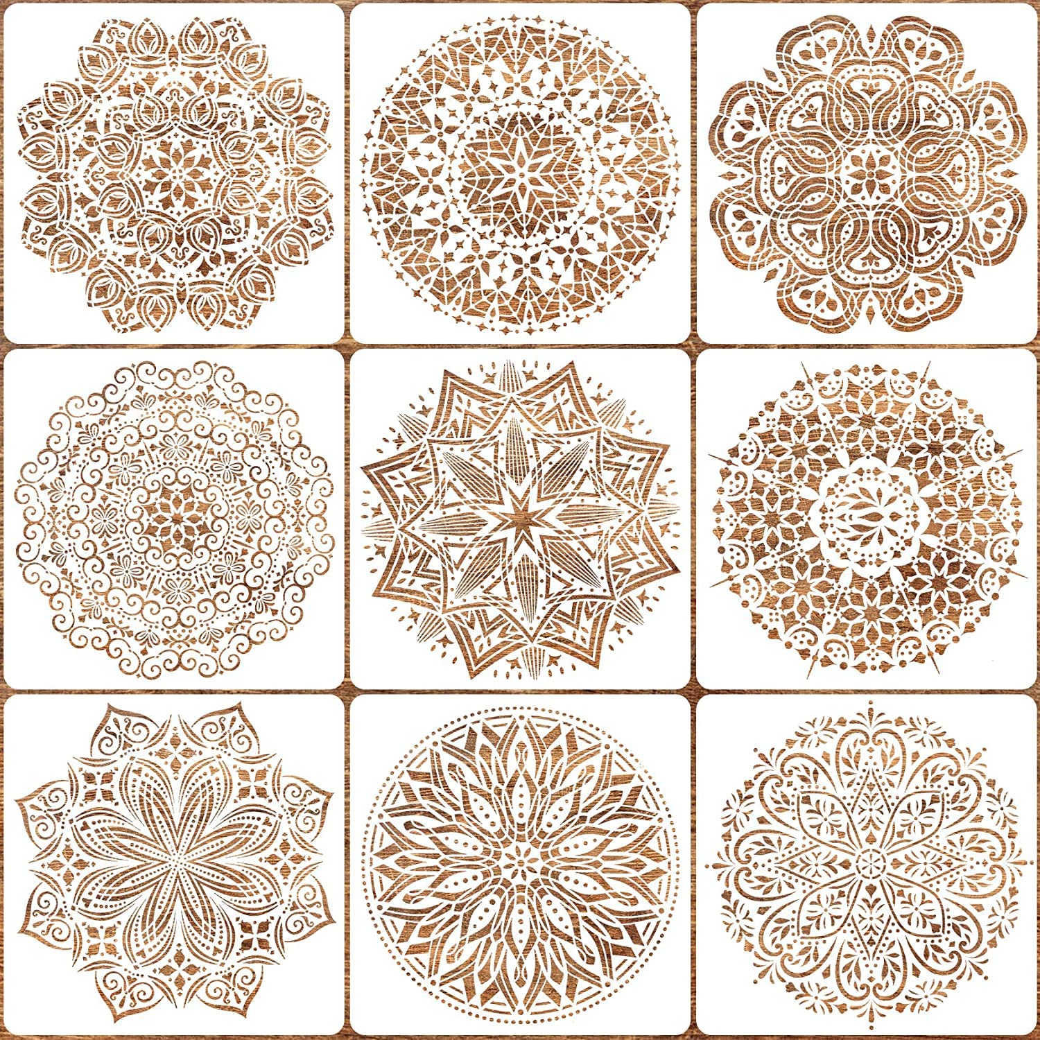 Ivanas 9 Pack 12x12 in Reusable Mandala Stencil for Painting on Floor Large Wall Floor Tile Fabric Furniture Stencils Painting Template (B0C59DBJMS) Amazon Price History, Amazon Price Tracker