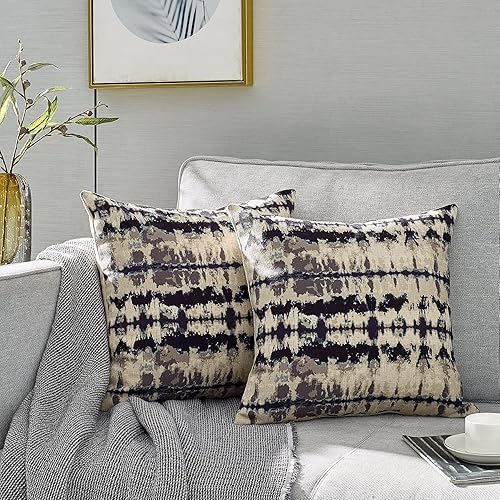 Paquete de 2 fundas de almohada decorativas de 18 x 18 pulgadas, patrón único de lino bohemio, fundas de almohada para sala de estar, sofá y disponible en Yaxa Venezuela