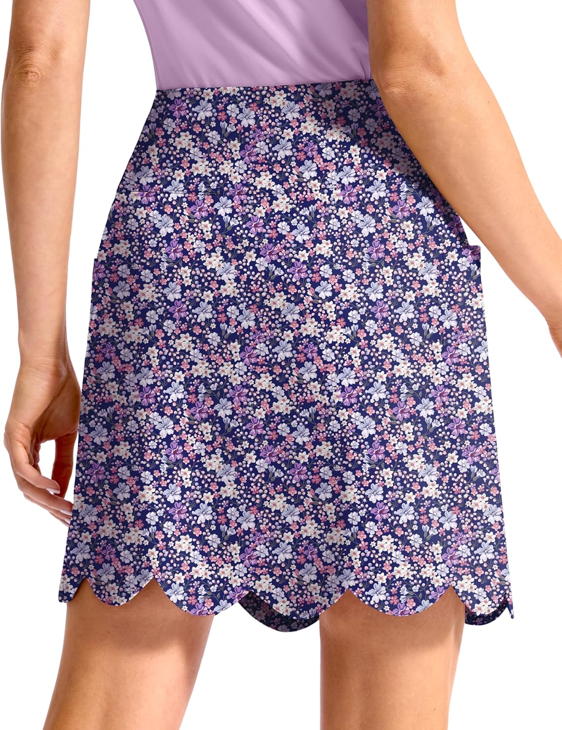 Viodia 18" Skorts for Woman with Scalloped Hem High Waisted Golf Tennis Women Skort Skirts with Pockets Dressy Casual - Image 2