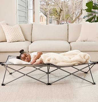 Regalo Extra Long My Cot Portable Toddler Bed, Foldable Kids Travel Bed & Camping Cot for Ages 28, Indoor/Outdoor, Extra Large 54 x 28 x 12, Supports up to 80 lbs, Gray