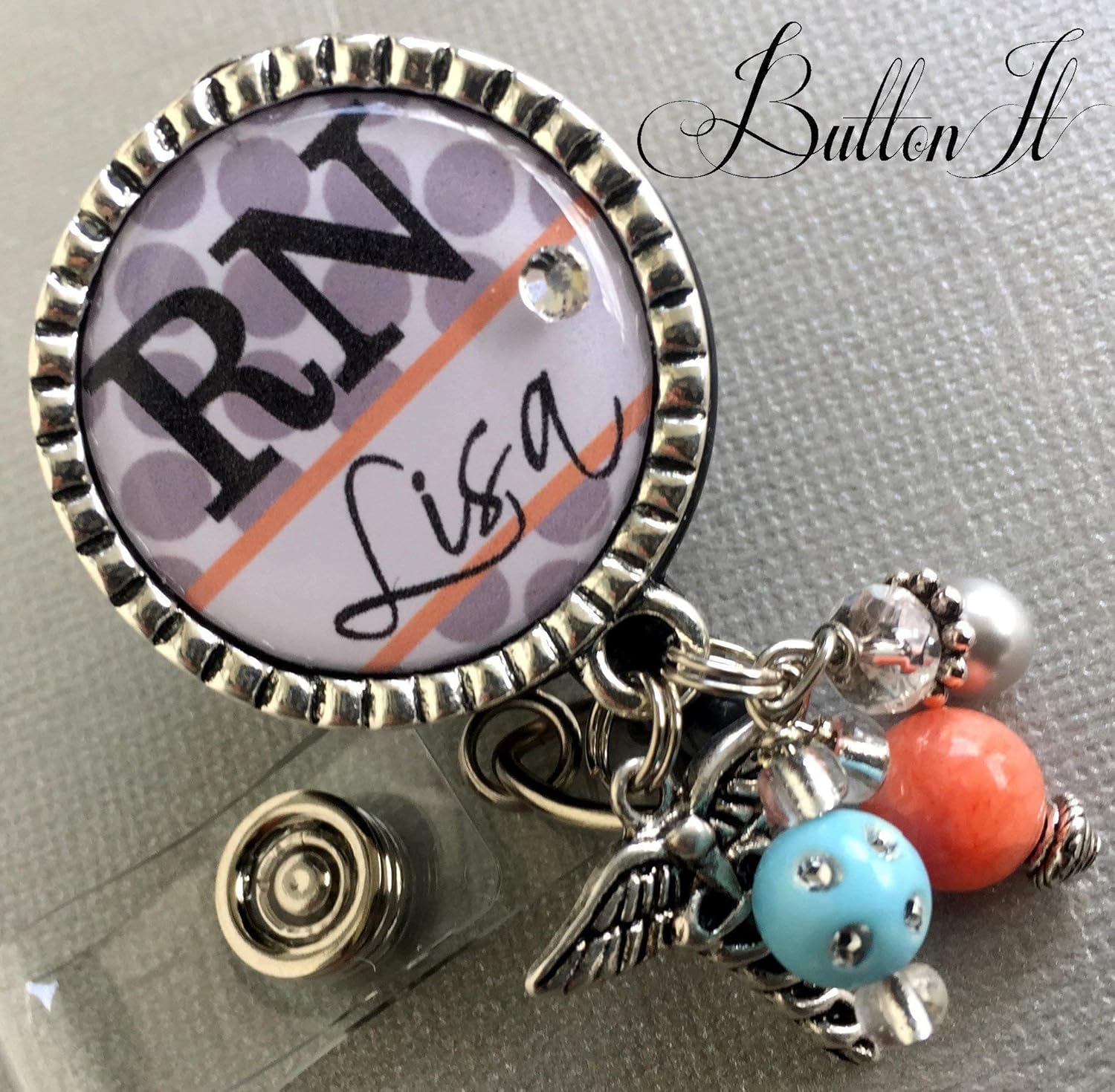 Personalized ID Badge Reel, RN gifts, RN badge reel, BSN, LPN, CNA, NP, Nurse, caduceus charm, medical office, nurse instructor, student nurse, nurse preceptor