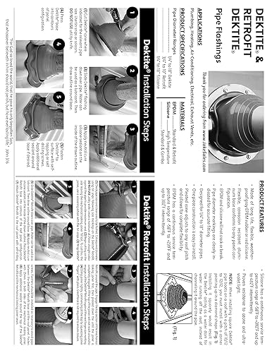 Miniatura 3 de DEKTITE Base cuadrada Pipe Flashing Boot #6 RED (DFE206RE) Base cuadrada de silicona de alta temperatura Flexible Pipe Flashing Dektite (para