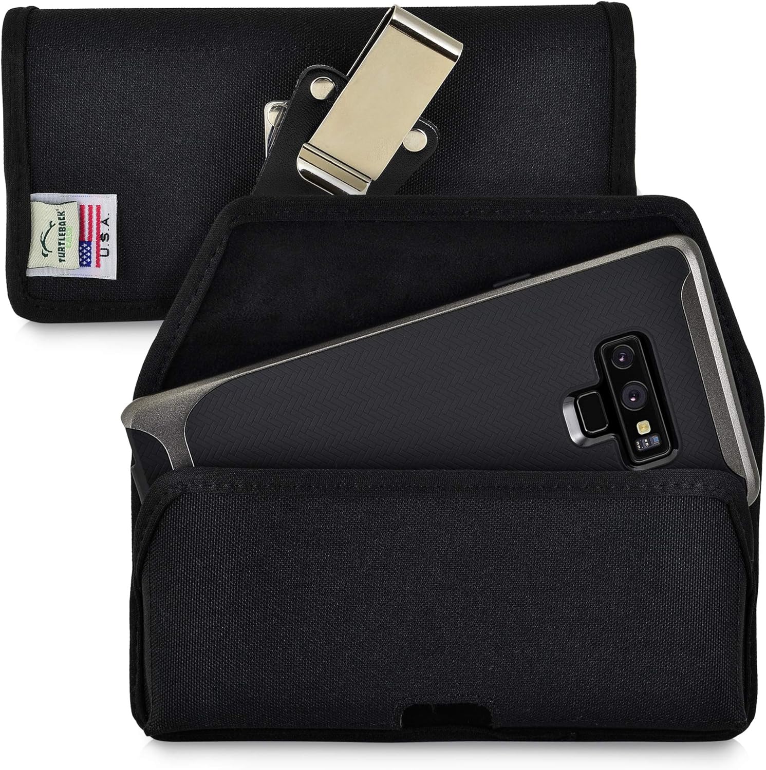 Turtleback Belt Clip Case Compatible with Samsung Note 9 and Note 8 Black Holster Nylon Pouch with Heavy Duty Rotating Belt Clip Horizontal