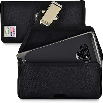 Turtleback Belt Clip Case Compatible with Samsung Note 9 and Note 8 Black Holster Nylon Pouch with Heavy Duty Rotating Belt Clip Horizontal