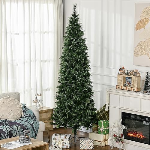 Miniatura 2 de HOMCOM Árbol de Navidad artificial de 7.5 pies de alto con 1075 ramas, apertura automática, base de acero, agujas de pino, color verde