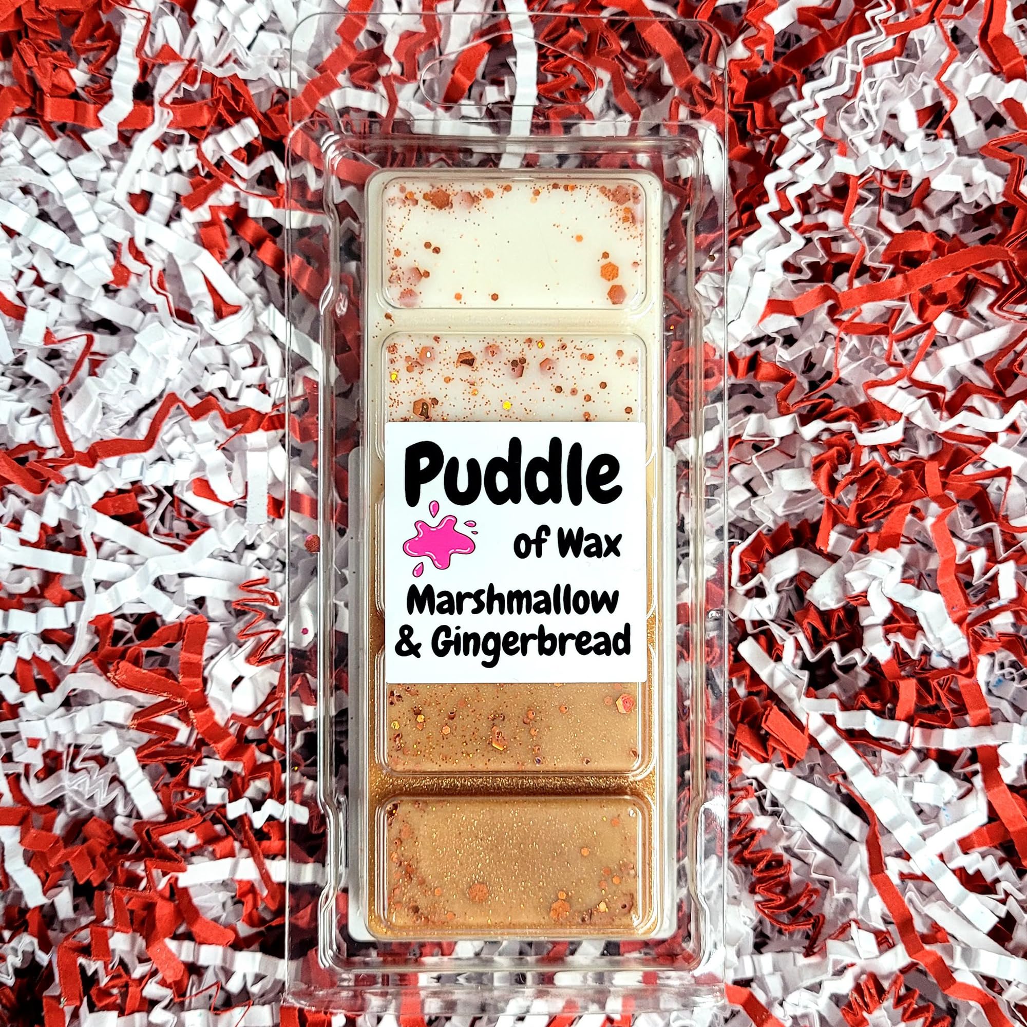 Puddle of Wax - Marshmallow & Gingerbread Soy Wax Melt Snap Bar - 50g - Christmas Scent - Vegan Friendly - Made in the UK