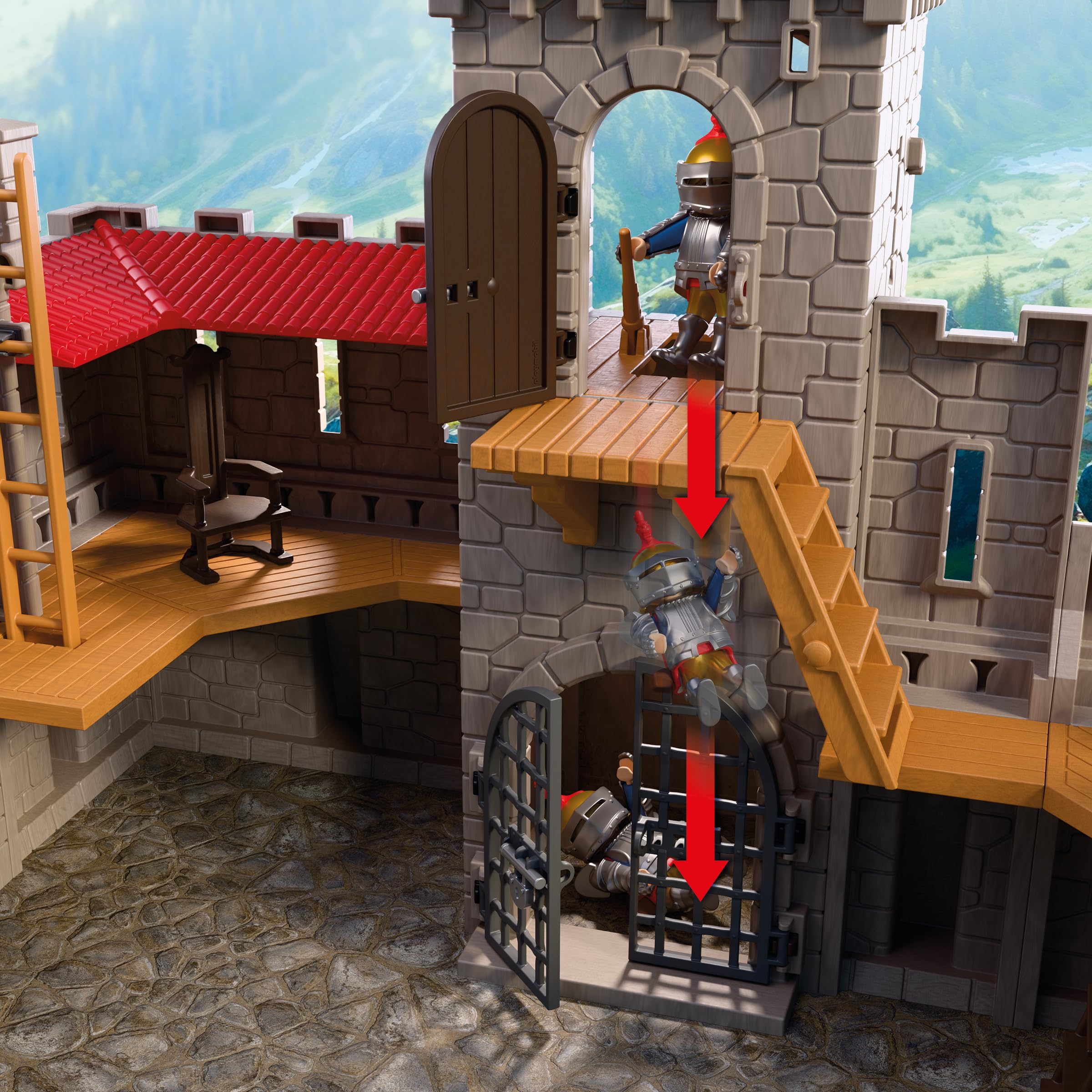 PLAYMOBIL | Cavalieri | Grande castello dei Cavalieri del Leone | Castello XXL con ponte levatoio, cannoni e botola | Giocattolo per bambini dai 4 anni in su | 72112