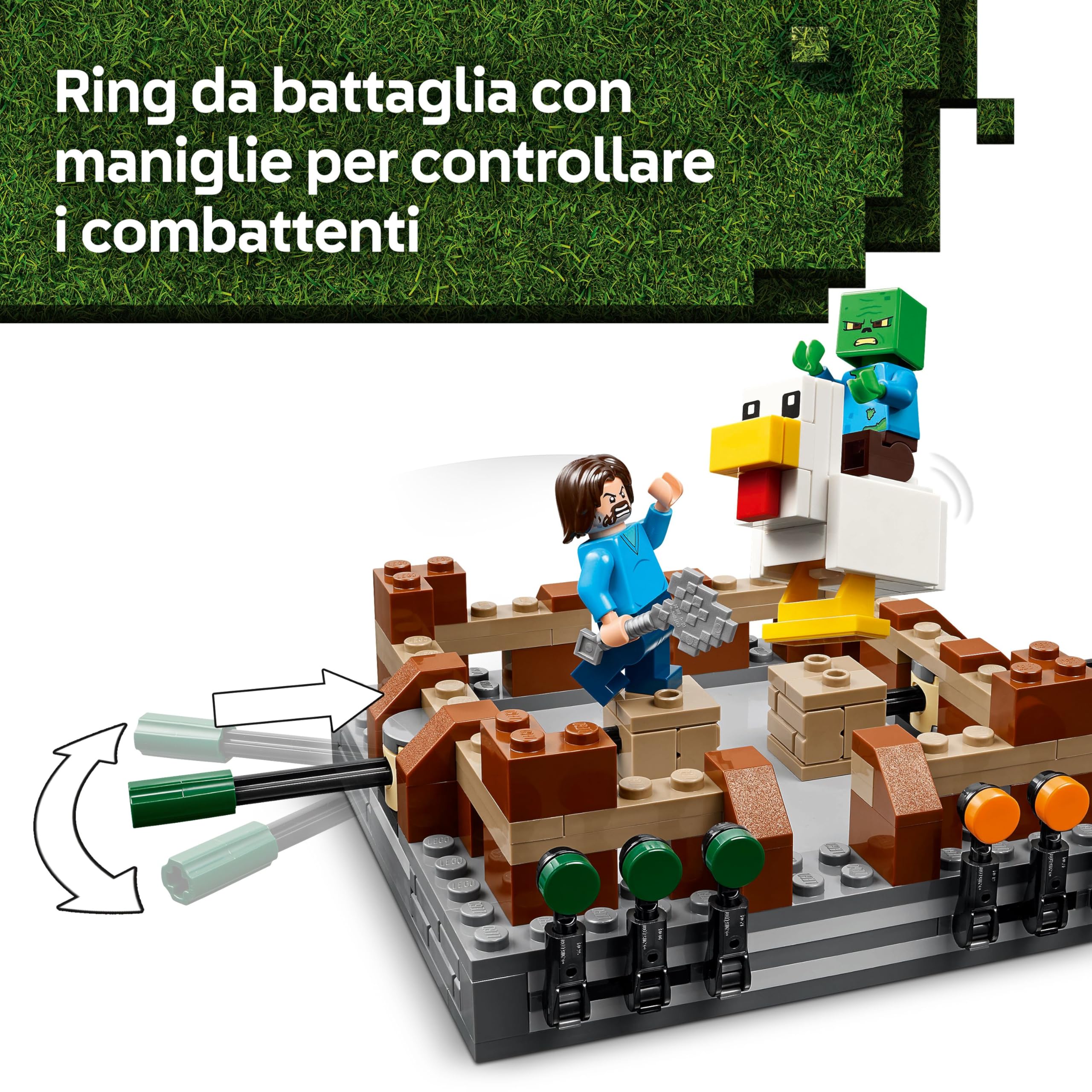 LEGO Minecraft Magione della Foresta: Ring di Combattimento - Giocattolo Interattivo con i Personaggi di Steve, Baby Zombie, Garret e Henry - Set da Gamer per Bambini e Bambine 10+ Fan del Film 21272