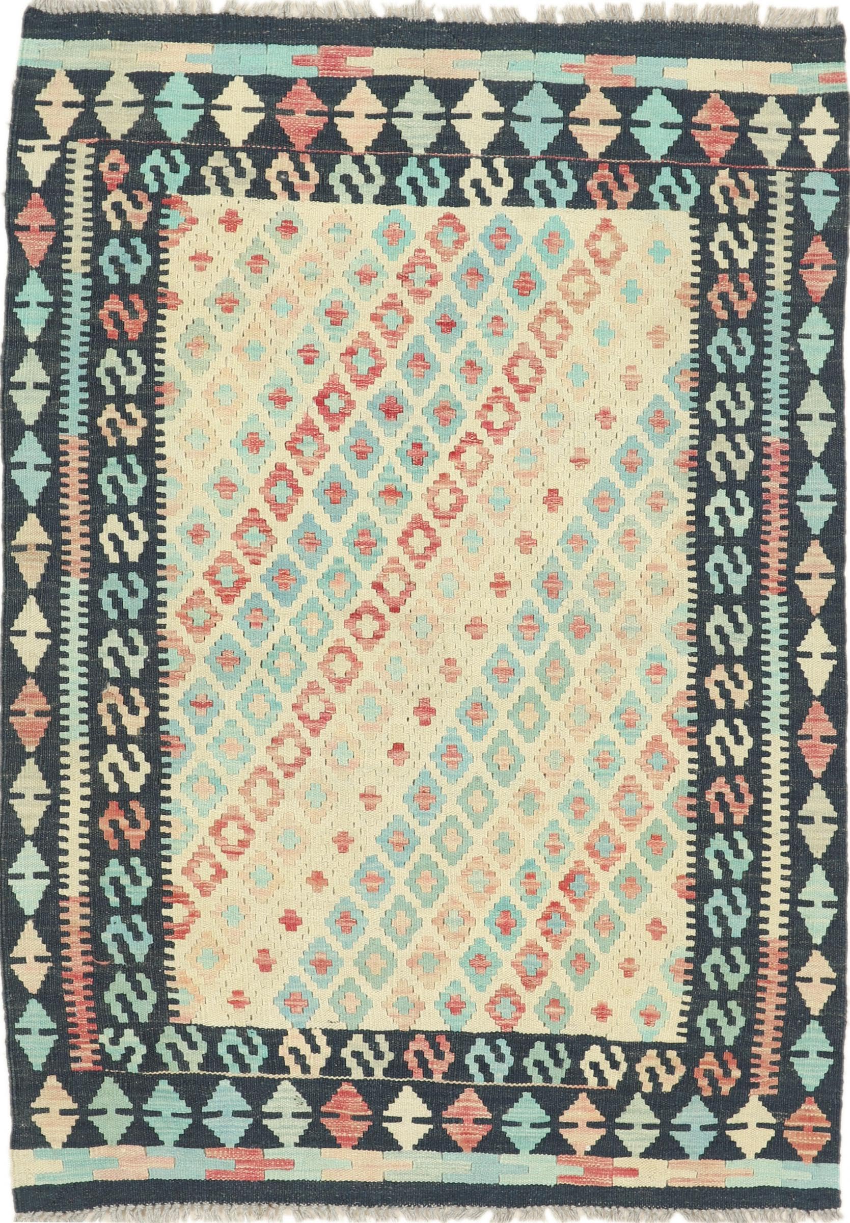 Tapis d'Orient Kilim afghan tissé main en laine, une pièce d'artisanat unique