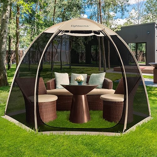 EighteenTek Screen House Gazebo, 2-4-6 Person Pop Up Screen Tent,