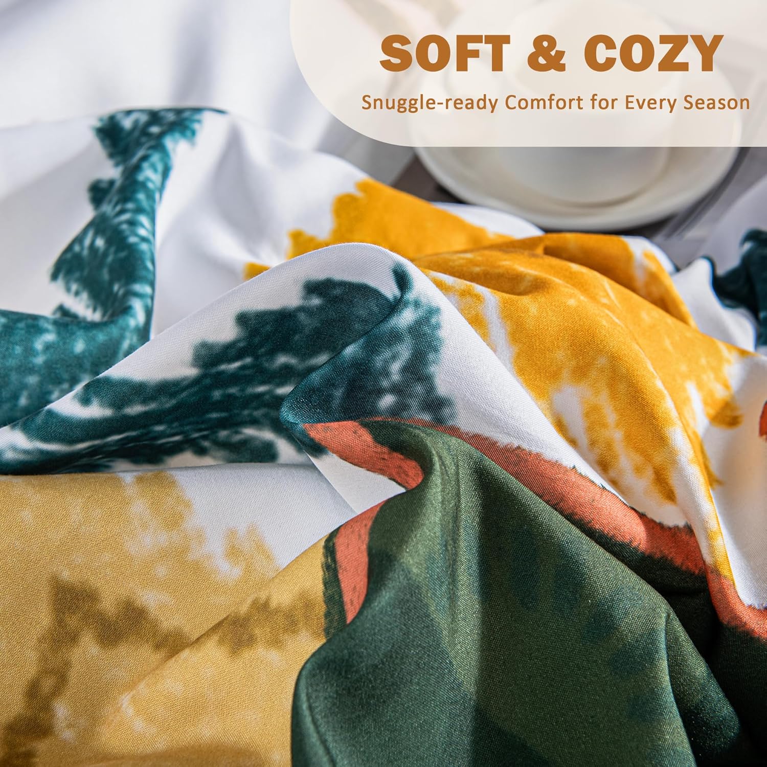 Boho Floral King Comforter Set - 3 Piece Farmhouse Botanical Bedding Comforter Sets for All Season Soft Lightweight Mid Century Modern Bed Set, (1 Reversible Comforter and 2 Pillow Shams - Image 5