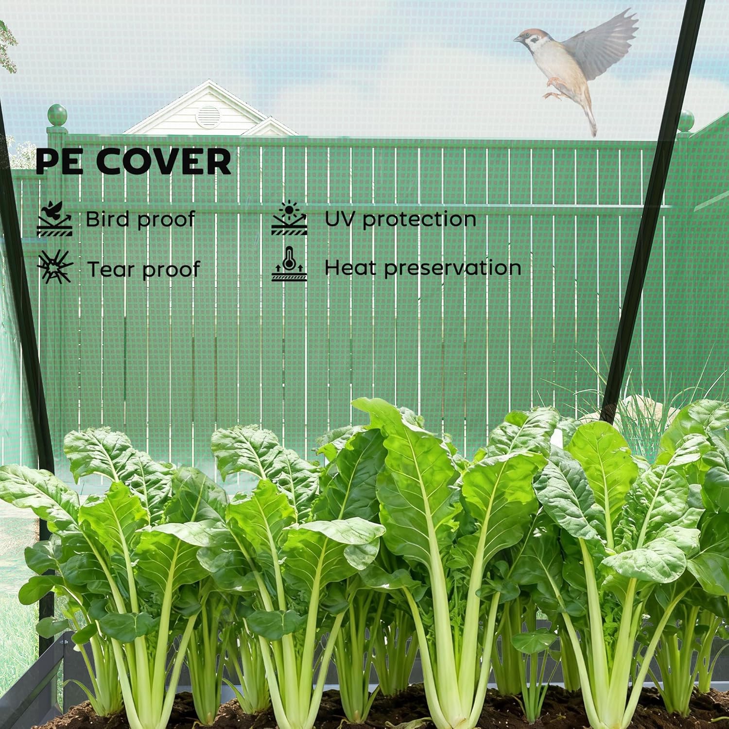 Outsunny 4 x 3 x 3ft Raised Garden Bed with Mini Greenhouse, Galvanized Raised Garden Bed with Cover for Herbs and Vegetables, Small Greenhouse for Patio Garden Balcony, Green and Dark Gray
