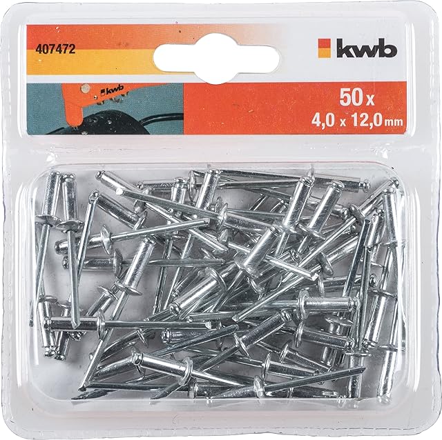 kwb Nity zrywalne/nity pop, Ø 4 mm, długość 12 mm, z aluminium, z ocynkowanym trzpieniem, do standardowych nitów zrywalnych