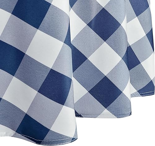 Miniatura 7 de Hiasan Mantel redondo a cuadros de 45 pulgadas, impermeable, resistente a las manchas y a las arrugas, mantel de tela lavable para comedor, fiesta,