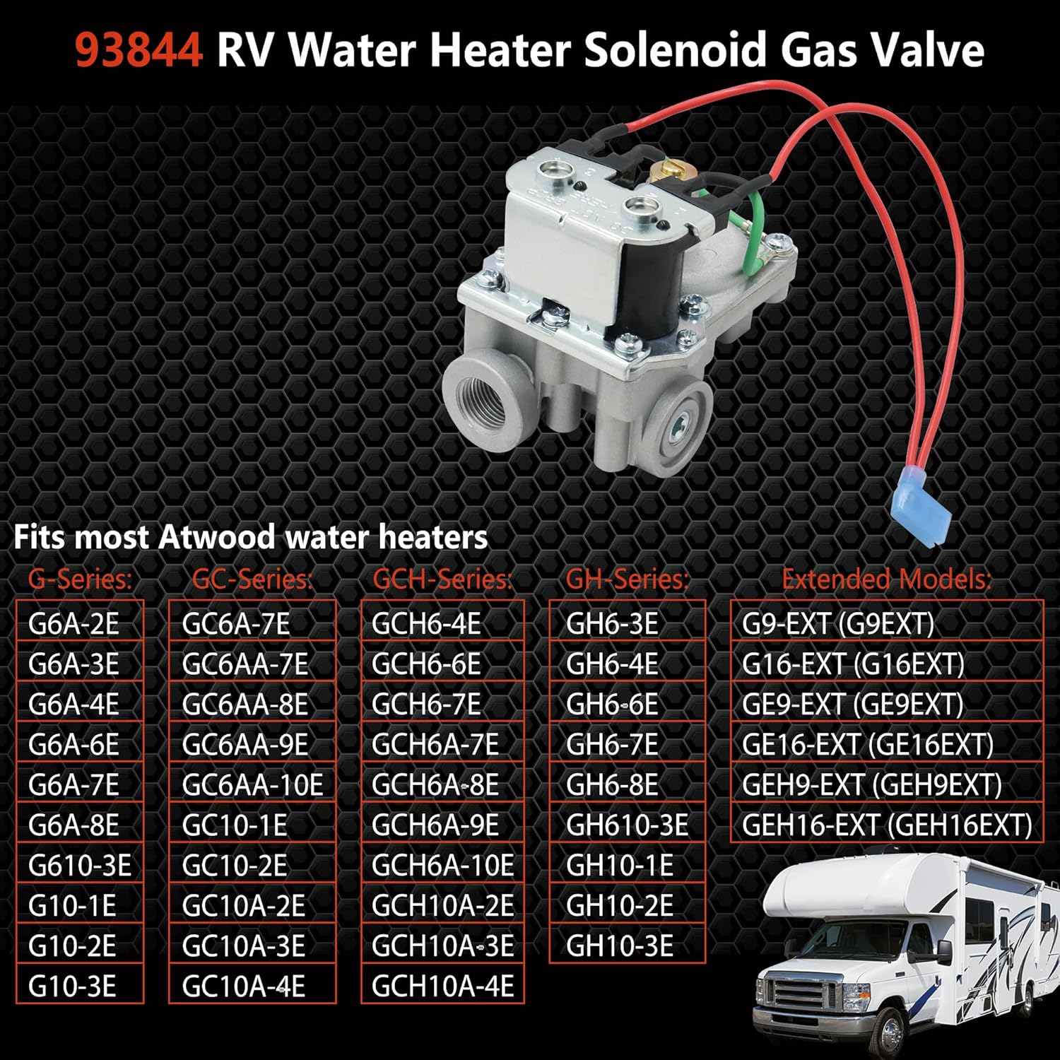 Upgraded 93844 RV Water Heater Solenoid Gas Valve GC6AA-10E – Fits for Atwood 6 and 10 Gallon Water Heaters Models (GC10A-4E G6A-8E G6A-6E G6A-4E G10-3E) – Replace #93870 93321 92078 92089 93844