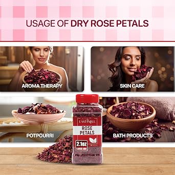 Eastanbul Dried Rose Petals, Edible Rose Petals, Natural, Vegan, 2.1oz | Dried Rose Petals for Herbal Tea, Culinary, Decoration, Sprinkles, Dessert Topping, From Mediterranean Flowers, Gluten Free
