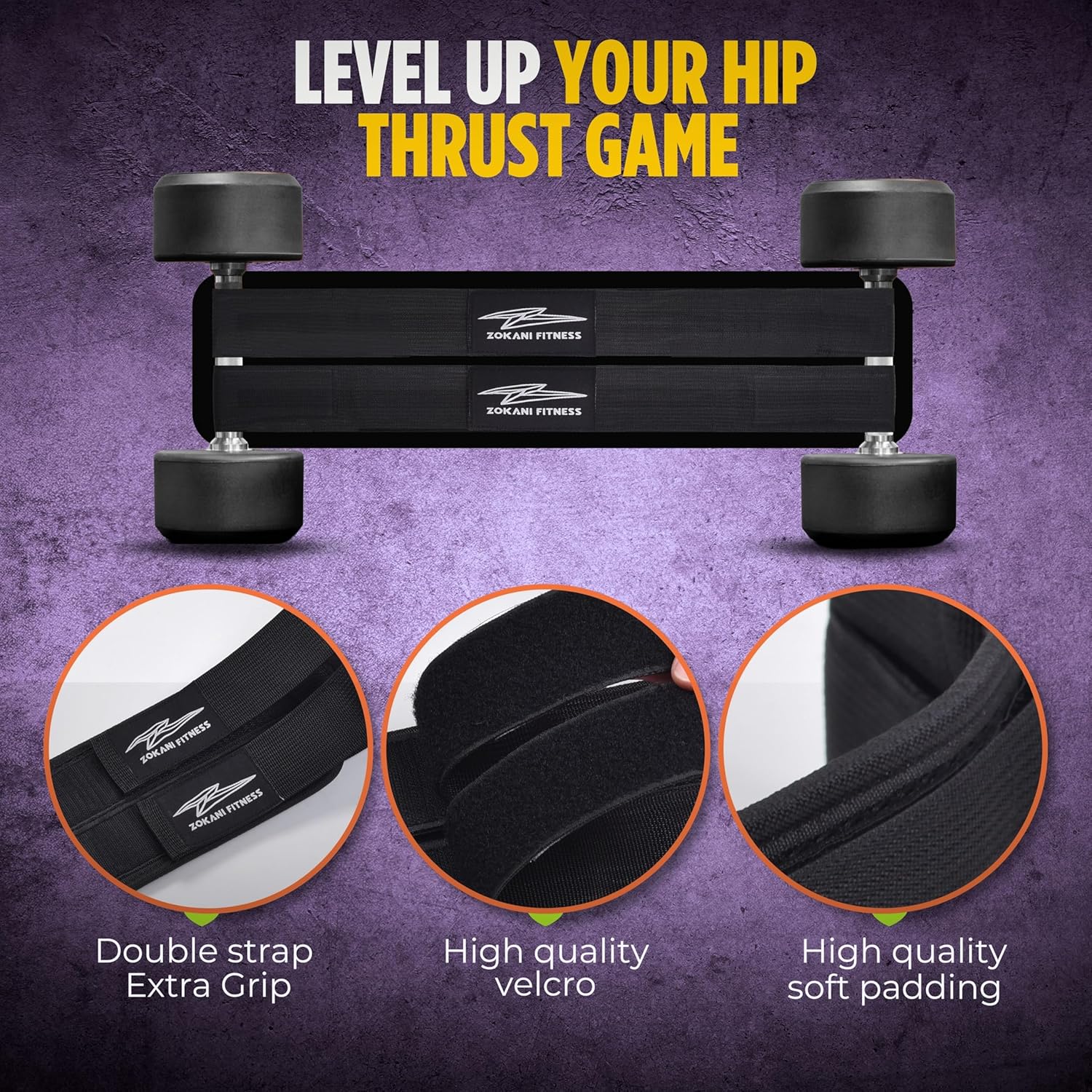 Hip Thrust Belt, Double Padded Glute Trainer with Non-Slip Design, Heavy Duty Weight Belt for Dumbbells, Kettlebells and Plates, Black - Image 6