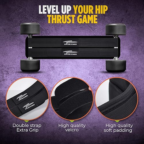 Miniatura 6 de Zokani Fitness Cinturón de empuje de cadera, entrenador de glúteos doble acolchado con diseño antideslizante, cinturón de peso resistente para