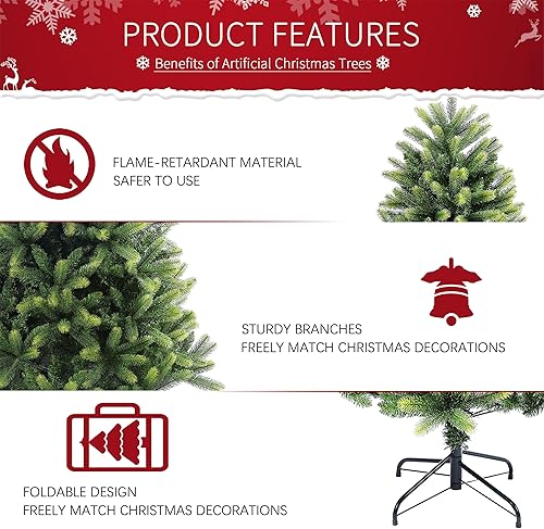 Miniatura 4 de Árbol de Navidad artificial de 7 pies para el hogar, oficina, decoración de fiesta con puntas de ramas de PVC + PE, fácil montaje, bisagras de