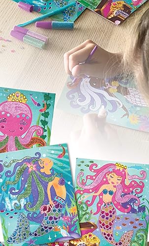 Miniatura 4 de Totally Mermaids - Juego de arte con purpurina y papel de aluminio en caja de recuerdo para hacer y exhibir