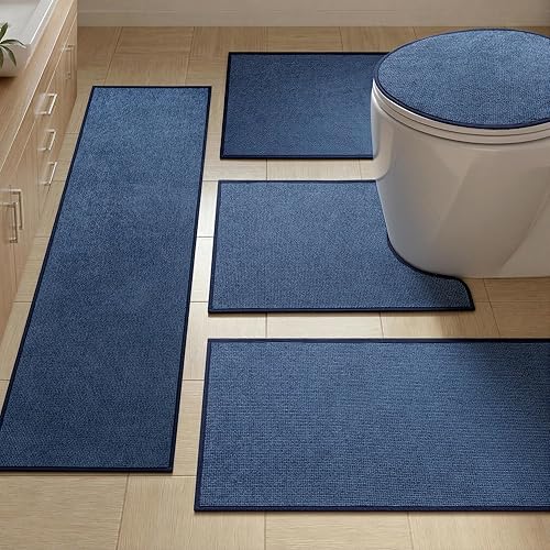 Miniatura 34 de YIHOUSE Tapete de baño antideslizante, absorbente, de secado rápido, para el suelo del baño, delgado, para debajo de la puerta, lavable de pelo bajo