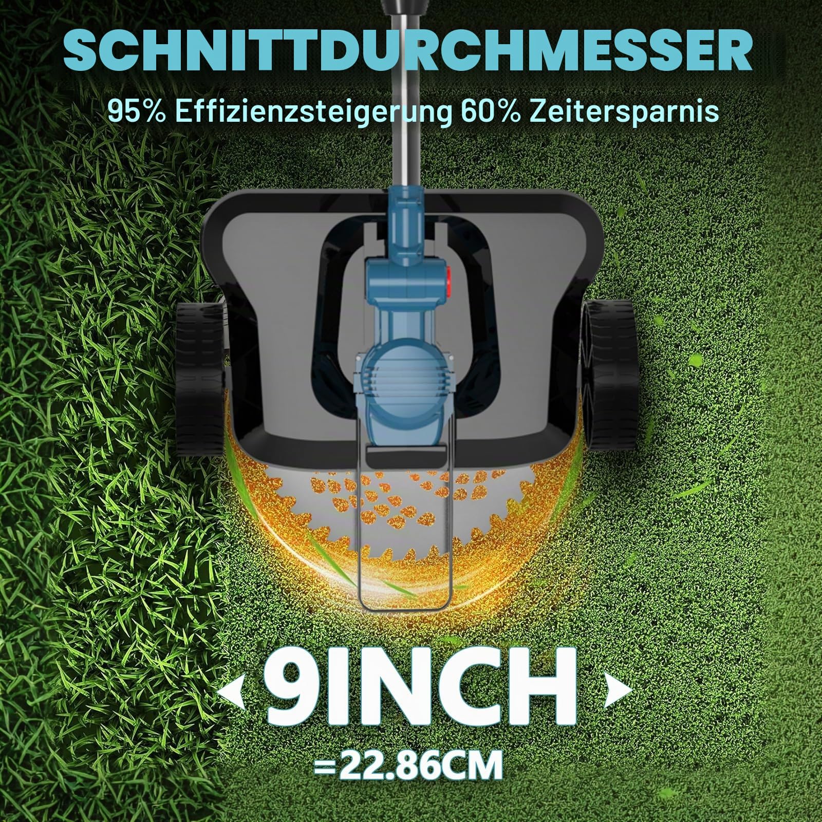 Rasentrimmer mit Akku, Akku Rasentrimmer und Unkrautbürste für Makita Akkus 5 In 1 mit Wheels, Kann gefaltet Werden, Akku Freischneider mit 2X4.0Ah Akku, Elektro Brushless Freischneider