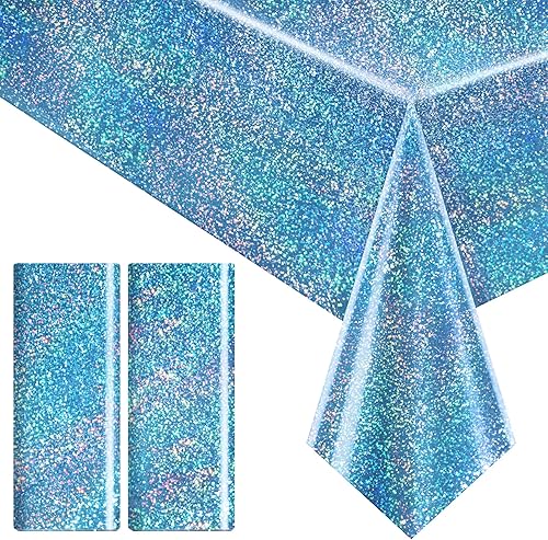 Miniatura 43 de Mantel holográfico morado y rojo fucsia de 40 x 108 pulgadas, decoración de fiesta de San Valentín, cumpleaños, decoración de mesa de plástico