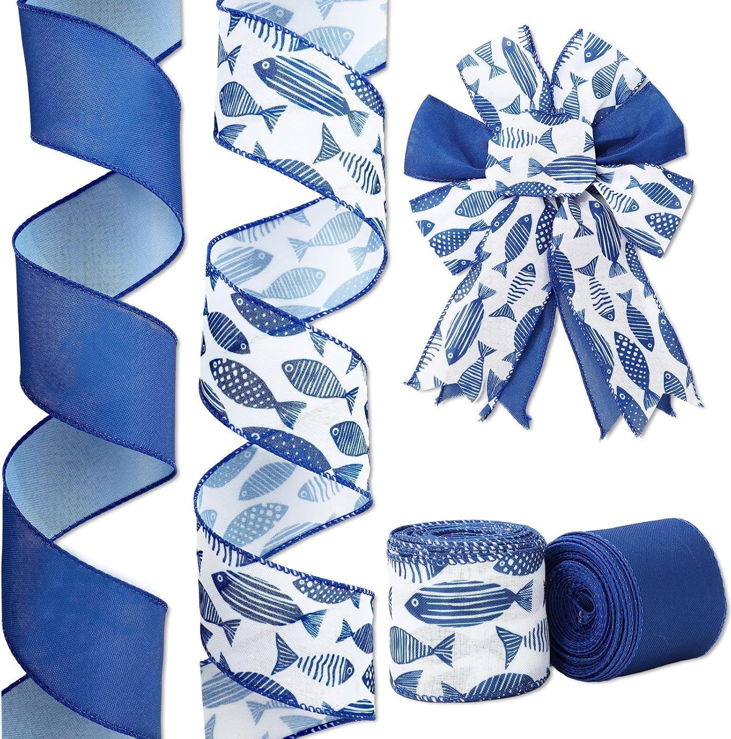 Ocean Ribbon Design Amazon.com: JarThenaAMCS Ocean Fish Wired Edge Ribbon Summer Craft ...